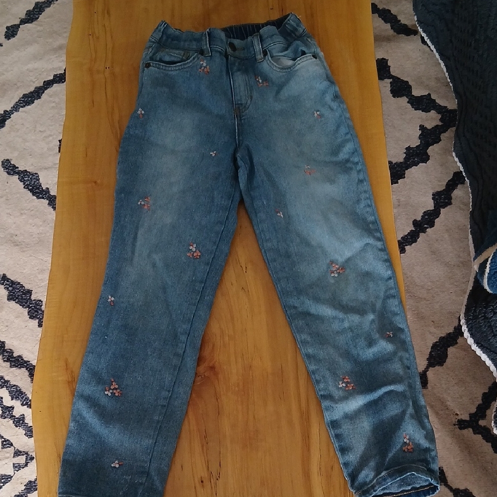 Cat & Jack Women's Blue Jeans with Floral Accents
